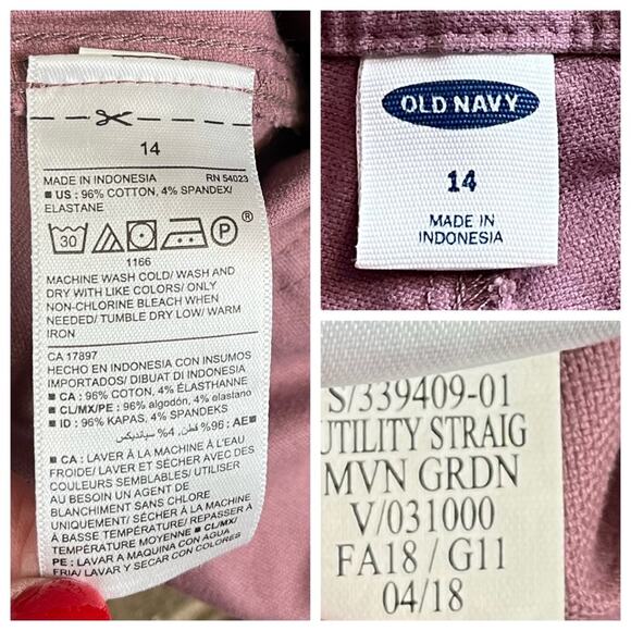 Old Navy Pants Utility Straight Leg Raw Hem Cargo Casual Pink Women’s 14 Plus - Picture 10 of 12